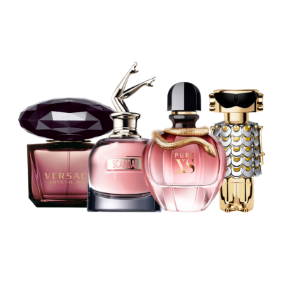 Combo de 4 perfumes - Crystal Noir, Fame, Scandal, Pure XS