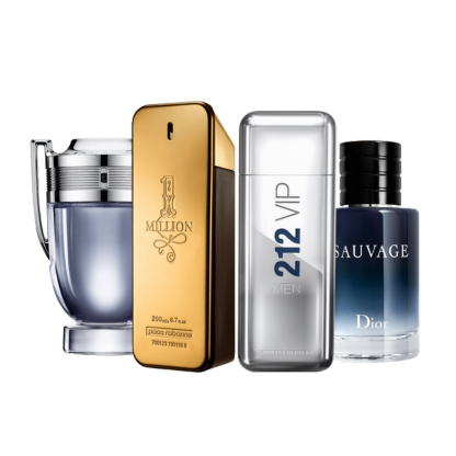 Combo de 4 perfumes - One Million, 212 VIP, Invictus, Sauvage