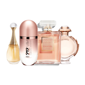 Combo de 4 perfumes - 212 Rosé, Olympéa, Coco Mademoiselle, J’adore